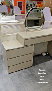 ASJ_Elegant Modern Light Luxury Dressing Table D6 With 6 Tier Chest Drawer + Free Large size Mirror / Dressing Stool