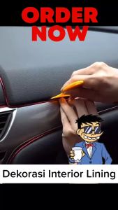 List Dekorasi Interior Mobil Panjang 5 Meter WARNA GOLD Bahan PVC Lis Chrome Termasuk Alat Pasang