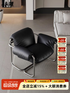 Modern Minimalist Bedroom Living Room Bauhaus Style Single Sofa Chair Italian Style Lazy Designer Casual Chair Metal Frame