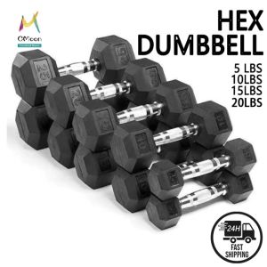 【Fast delivery】Hex Dumbbell 5/10/15/20 Lbs. Metal Handle Rubber Hexagon Dumbbells Per Pcs Rubberized Hexagon With Metal Handle