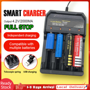 4 Slots 18650 Battery Charger 14500 Batteries Lithium Ion Battery Charger Portable Travel USB Charger DC 4.2V 2000mA Output