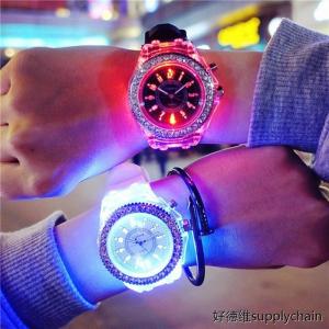 New Colorful LED Quartz Watch Mens Diamond Student Couple Fashion Trend Harajuku Style Watch Personalized Lighting
