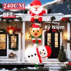 Đồ Trang Trí Giáng Sinh Bơm Hơi 8FT: Tuần Lộc Người Tuyết Ông Già Noel Leo Trèo Dùng Trang Trí Trong Nhà Ngoài Trời Mái Nhà Sân Vườn