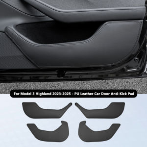 For Tesla For Model Y / 3 Car Door Anti-Kick Pads PU Leather Side Door Panel Protector Anti-Dirty Pad Car Interior Decoration
