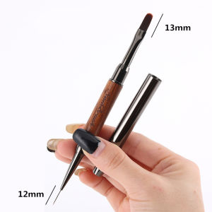 1/4PCS Double Round Wood Handle Stainless Steel Needle Painting Pen Gel Brush Crystal Nail Art Manicure