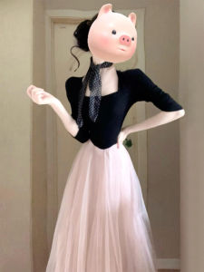 LIRUSHAN | Váy Dài Màu Hồng Phong Cách Audrey Hepburn Mùa Thu Đông
