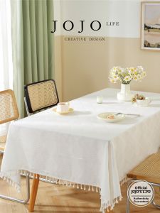 Pure White Nordic Style Fabric Tablecloth