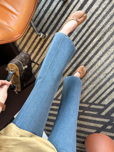 High Waist Flared Jeans Womens Slim Fit Nine Point Pants Spring New Style Cartoon Legs Transformation Thinming Effect