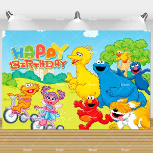 Cartoon Monster Biscuit Backdrop Kids Birthday Decorations Party Supplies Cookie SEsames STreet-Baby Shower Photography Banner