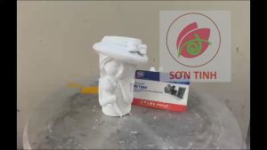 Tượng tô màu CHẬU SEN ĐÁ THIẾU NỮ CÔ GÁI ÔM HOA TULIP tô tượng thạch cao (Không kèm màu) tượng trắng decor