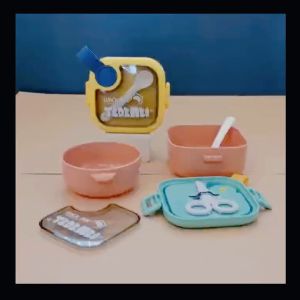 Food Bowl 304 stainless steel PP Baby Bowl Cute baby children portable tableware set