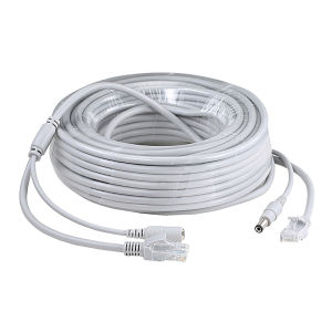 IP Camera Cable 5M/10M/15M/20M/30M Ethernet Cable CAT5/CAT-5e RJ45 + DC Power Gray Cables for Network Camera NVR CCTV System