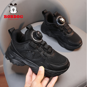 Bobdog Childrens Sports Shoes White Single Net Breathable Girls Boys Summer New Style Lightweight Shock Absorption EVA Outsole