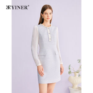 Wool Blend Glitter Thread Yarn Texture Straight Shape Dress