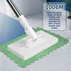 Automatic Dust Removal Face Wash Towel Clamp off Home Use Lazy Person No Hand Wash Reusable Flat Mop Coral Fleece Material