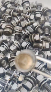 M8X16 แหวนอีแปะ+แหวนอีแปะในตัว  ชุบดำ  *ราคา/แพ็ค* น็อตเบอร์12 ยาว16มิล(รวมแหวน) เกลียวยาว10มิล ระยะเกลียว1.25มิล