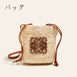 2024 New Handmade Woven Bag Japanese Style Straw Color Shoulder Bag For Women Casual Open Pocket Tape Closure