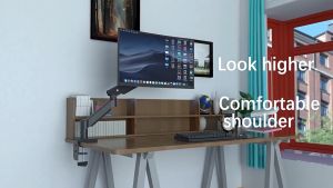 ขายึดแล็ปท็อป แท่นยึดจอภาพสองจอแบบมัลติฟังก์ชั่น แท่นยึดแป้นพิมพ์คอมพิวเตอร์ การหมุนแบบสากล ขาตั้งจอมอนิเตอร์