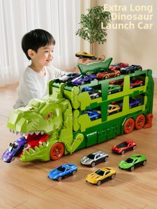BABYSHOME | Dinosaur Track Ejection Car Toy Alloy