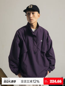 แจ็คเก็ตกันน้ำแบบมีซิปครึ่งตัวสำหรับผู้ชาย PINSKTBS 23SS ฤดูใบไม้ผลิ สไตล์ญี่ปุ่น ลำลอง แจ็คเก็ตกันฝนสำหรับกลางแจ้ง ทรงหลวม แจ็คเก็ตผู้ชาย