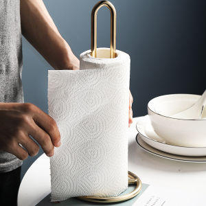 Yo-Fun 【High Quality】 Nordic desktop paper towel holder Thicker wire diameter 8MM golden metal wrought iron dining room living room toilet roll paper holder storage rack