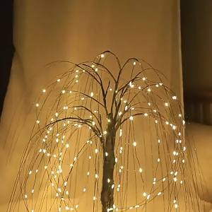 192-LEDSparkling Willow Tree Bonsai -Festive Artificial Christmas Decor - Enchanting Fairy Lights for PartyHome Bedroom & Shelf