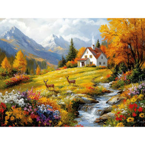 Jigsaw Puzzle for Adults 500/1000/1200/2000PCS Autumn Deer Flowers Scenery DIY Craft Home Wall Decoration Gift Idea
