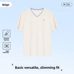 miiow | Cat Person Rceler V-neck Short Sleeve Womens T-shirt Summer New Casual Simple Slimming Cool Feeling Top Daily Wear