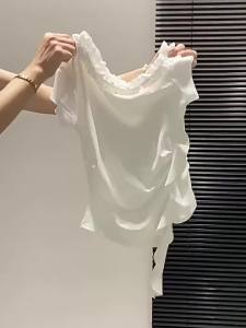 La Chapelle | Áo Thun Tay NgắnSlim-fit Cổ Trụ Viền Gỗ