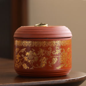 Small Ceramic Purple Clay Puer Tea Storage Canister Sealed Vintage Chinese Style Tea Leaf Container Handmade Dehua Origin