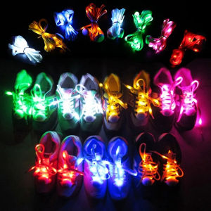 New LED Sport Shoe Laces Luminous Shoelaces Glow Shoe Strings Round Flash Light Shoelaces No Tie Lazy Shoe Laces Party Decor
