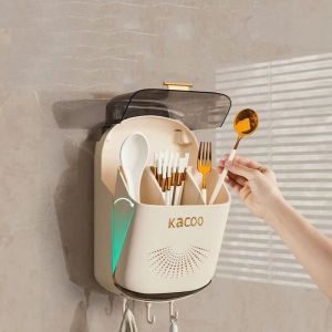 Wall-Mounted Dustproof Chopstick Holder Multi-functional Cutlery Holder Kitchen