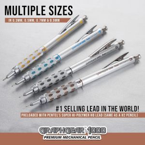 Pentel Graph Gear 1000 Mechanical Drafting Pencil with Eraser Metal Body 1Pc Automatic Pencil Japanese 0.5 mm 0.3 mm 0.7 0.9 mm
