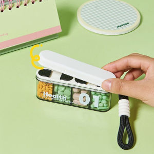 1PC creative medicine box convenient portable medicine packaging box seven day mini pill storage box hanging rope