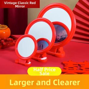 Red Hanging Folding Circular Mirror