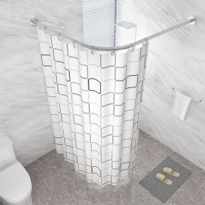 ห้องน้ําชุดผ้าม่านกันน้ําห้องน้ําผ้าม่านอาบน้ํา Arc ไม่มีเจาะ Rod แขวนผ้าม่านพาร์ทิชันประตู