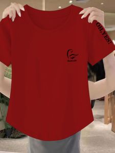 Áo Thun Cotton Tay Ngắn Mùa Hè Phong Cách Hàn Quốc Rộng Rãi in Họa Tiết Cổ Tròn Đa Năng Không Đều Cho Nữ