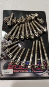 BAUT SET PROBOLT BLOK MESIN NINJA R FULL SET CNC CHOROME FLOWER BAUT BAK MESIN KIRI KANAN