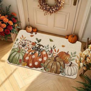 VIKAMA Hello Autumn Doormat Rustic Pumpkin Harvest Rug Non-Slip Indoor Outdoor Mat Farmhouse Fall Decor for Entryway