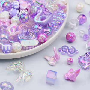 Purple 60g Acrylic Multicolored Mixed Style Loose Beads For Jewelry Making Bracelets Phone Chains Pendants Supplies Findings