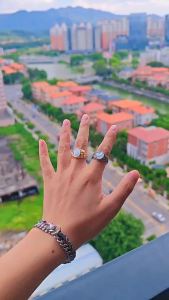 Pearl Stone Ring 316L Stainelss Steel Jewelry Punk Style Men Women Band Pary Ring Size 6-12