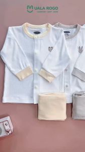 Bodysuit cho bé sơ sinh Ualarogo dài tay cúc bấm 0-12 tháng vải Airis Modal thấm hút mỏng nhẹ 3719