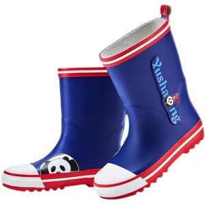 New 2025 Childrens Rain Boots Boys Girls Waterproof Non-Slip Fleece-Lined Rubber Shoes Wear-Resistant for Kids Medium to Large