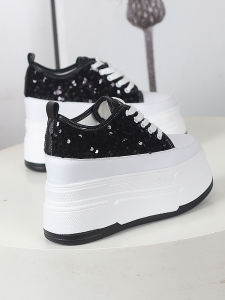 Upgraded Version Low Cut Platform Thick Bottom Glitter Strap Ultra High Heel 12CM Casual Shoes Breathable Hollow out Design