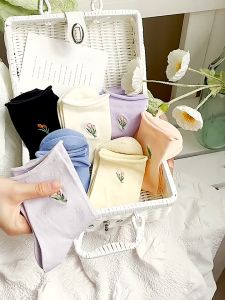 SAB16 KAOS KAKI WANITA PENDEK ATAS MATA KAKI KAUS KAKI CEWEK ABG BORDIR BUNGA POLOS COLORFUL WOMEN SOCKS IMPORT
