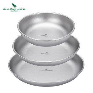 Boundless Voyage Camping Plate Titanium Dinner Plate Stackable Kitchen Tableware Reusable Dish Set of 1/3 Dishwasher Safe