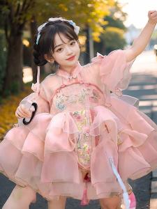 Princess Style Childrens Dress Little Girls Summer Fashionable Clothes New Arrival Chinese Style Skirt for Girls