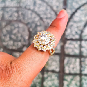 Nhẫn nữ mạ vàng or bạch kim đính đá kiểu dáng bông hoa NW02190623 - Nhẫn nữ đẹp sang trọng quý phái