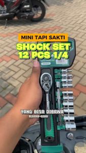 Isku Kunci Sok Socket Set 12pcs 1/4 Inch Mata Sok Set Extention Bar Bahan Cr-V Kunci Pas Ratchet