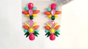 Fashion multicolor Crystal Geometric Big Dangle Drop Earrings For Women Boho Trend Luxury Design Cute Party Statement Jewelry
